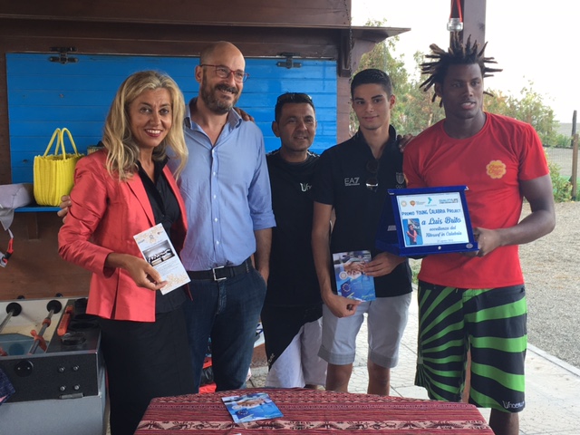 2016 Premio per tesi su Turismo acquatico in Calabria. Con Luis Brito Secondo campione mondiale di Kite surf. Pellaro . 